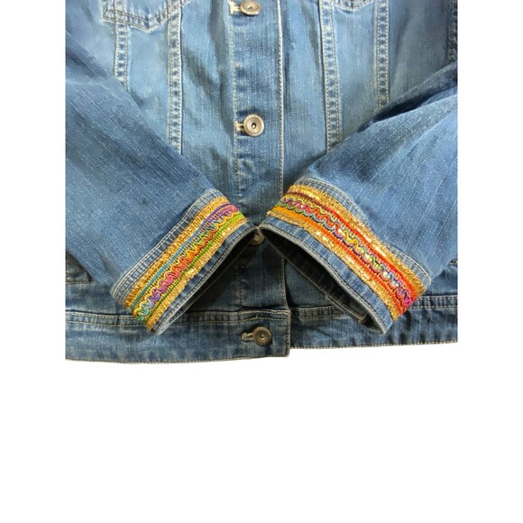 Sonoma Women’s Large Denim Jacket - Custom Sequin Fish Design - Picture 8 of 16